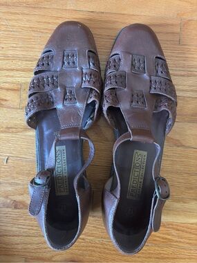Brown Leather Slingback Sandals - Women's